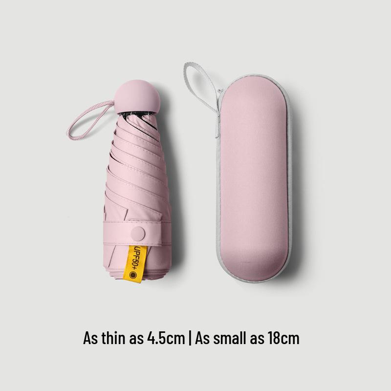 Cartoon Mini Sun & Rain Five-Fold Umbrella for Women - Portable, Sunscreen, and Dual-Use