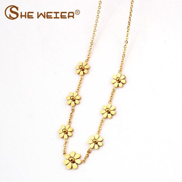 Popular Stainless Steel Flowers Necklaces Pendant Chain Chocker Giveaway For Birthday Gift Idea Girl Women Jewelry Accessory PresentFashion Necklaces