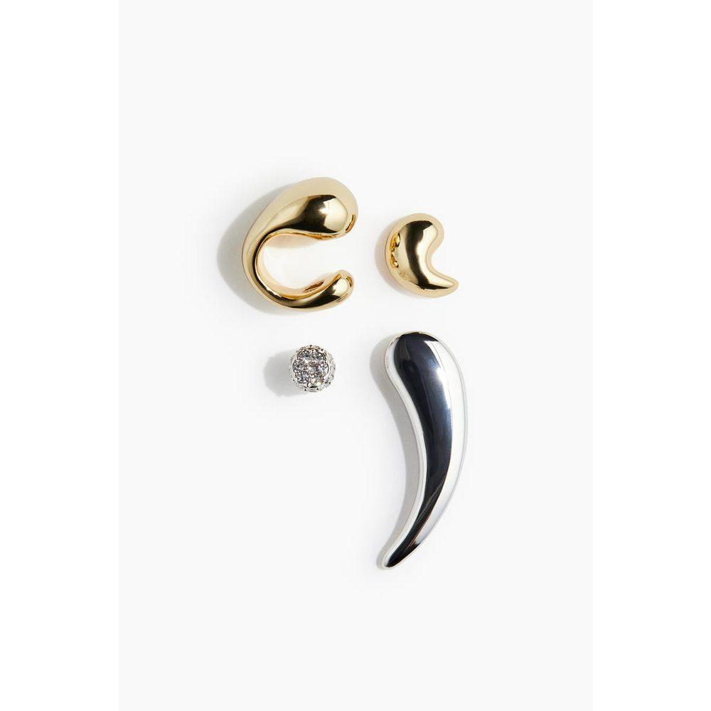 Earrings & Ear Cuff 4-piece set, silver/gold 1268465001