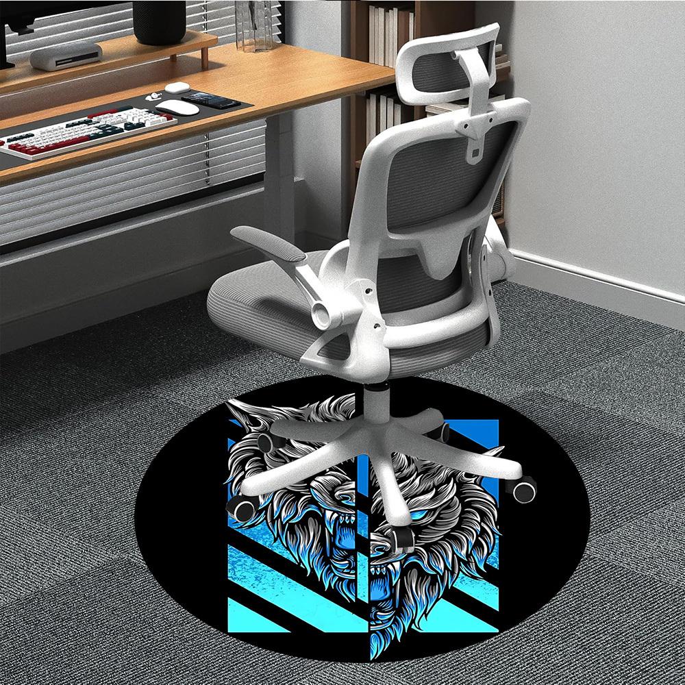 1pc Wolf Office Round Area Rug, Indoor Mat Suitable For Office, Under Office Chairs Bedroom Living Room Home Decor, Room Deco