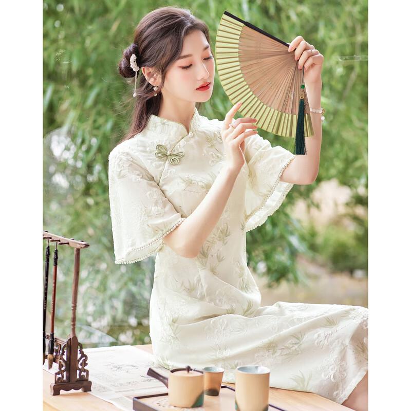 Si Shui Nian Hua 2025 Summer Elegant 3D Floral Cheongsam Dress
