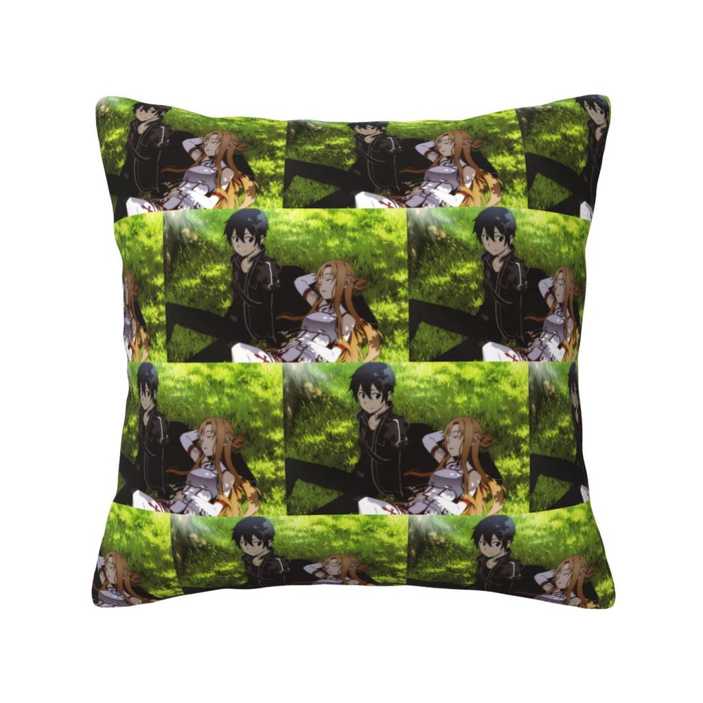 Sword Art Online Sao Yuuki Asuna Anime Square Pillowcase Cushion Cover Pillow Case Throw Pillow Cover for Home Sofa Living Room