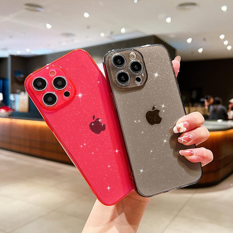 Luxusní třpytivý průhledný kryt Bling pro iPhone 17Air 16 15 14 Pro Max 13 12 11 X XR XS 14 Plus 7 8 Průhledný měkký akrylový kryt