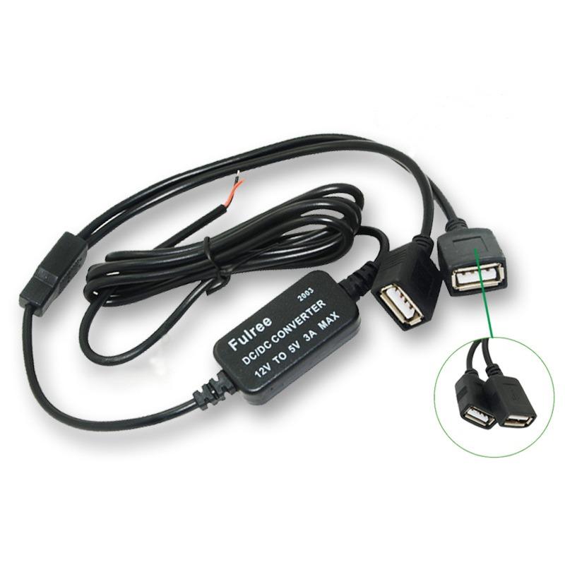 Konverter 12 V auf 5 V, USB-Buchse, Abwärtsregler, DC auf DC 12 V auf 5 V, 3 A, Doppel-USB-Spannungswandler für Auto, GPS, Smartphone