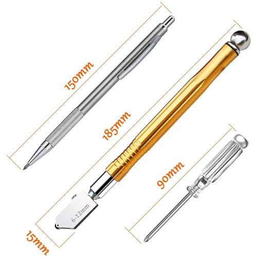 GOOMAND Glass Cutter, Cutting Thickness 2-6mm, 6-12mm, 12-20mm, with Super Hard Oil Glass Cutter Oil Refill, Glass Cutter Cutting Tool