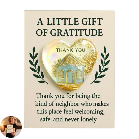 Yousheng Thank You for Being The Kind of Neighbor Gift Little Heart Pocket Hug Token with Inspirational Card Appreciation Gifts for Neighbors