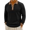 Men's Casual Color-Blocked Button-Up Long-Sleeve Tops