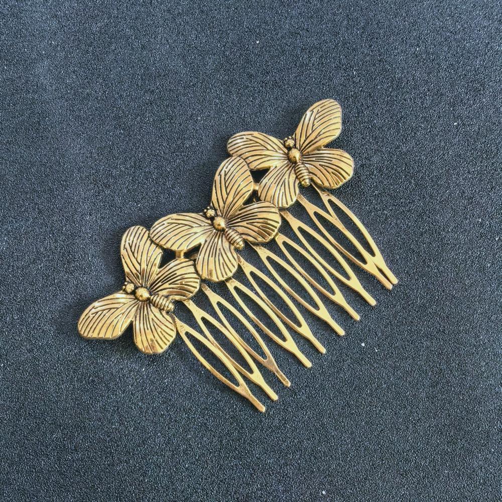 Vintage Alloy Butterfly Hair Combs Retro Ancient Style Hair Comb Pins Bride Wedding Prom Party Hair Accessories