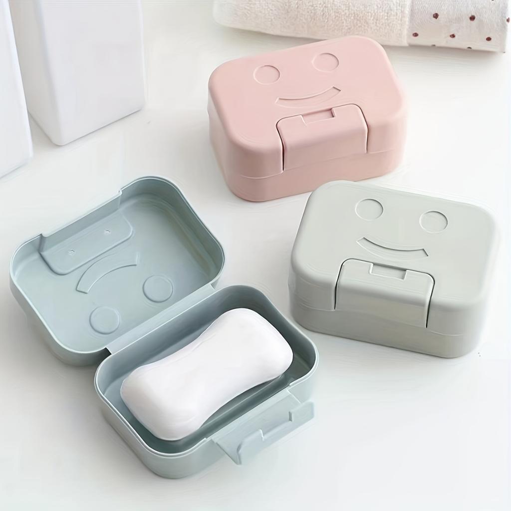 3pcs Portable Plastic Soap Case With Lid Rectangle Soap Box Holder For Travel Camping Gym Bathroom Accessory Easy-to-Clean