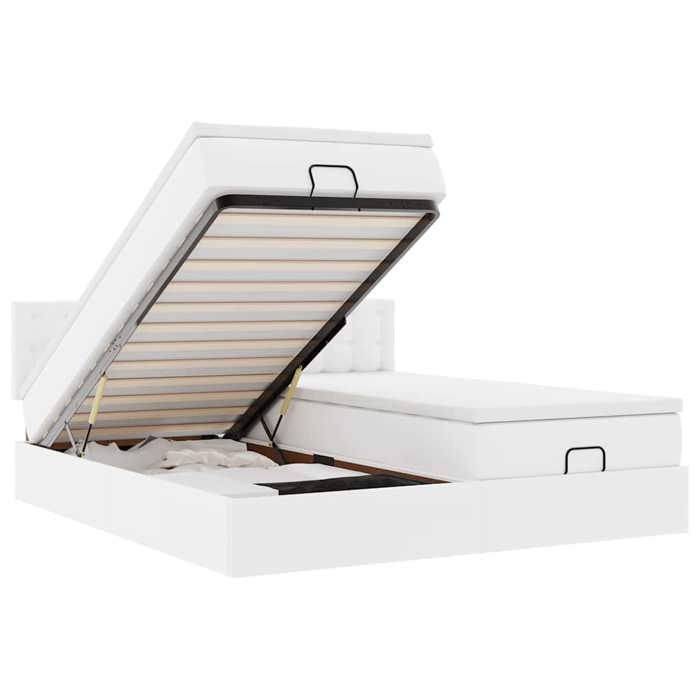 VidaXL Cadre de lit ottoman avec matelas blanc 200x200 cm similicuir 3312811
