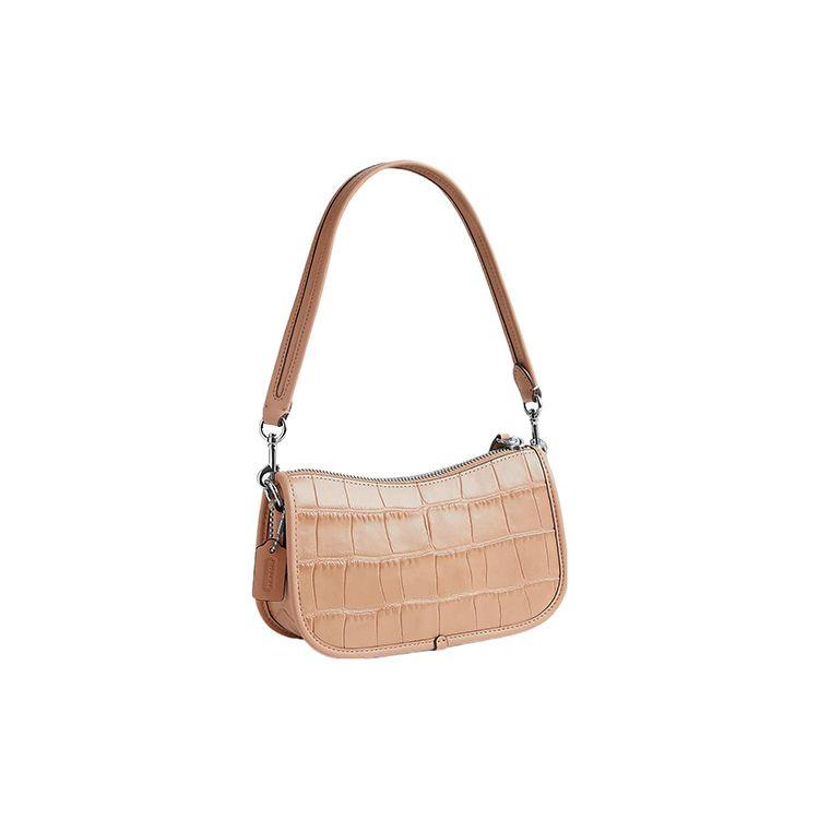 Coach Swinger 20 Solid Color Zipper Closure Crocodile Embossed Leather And Calfskin Underarm Handheld Shoulder Bag Small Women handbags CP024-LHWFT