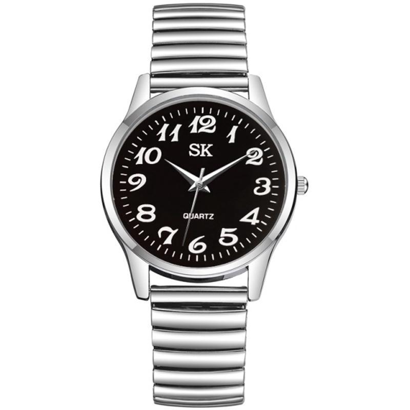 New Fashion Personality Style Women Watch Casual Quartz Watch Elastic Elastic Band Classic Digital Scale Wristwatches Men Watch