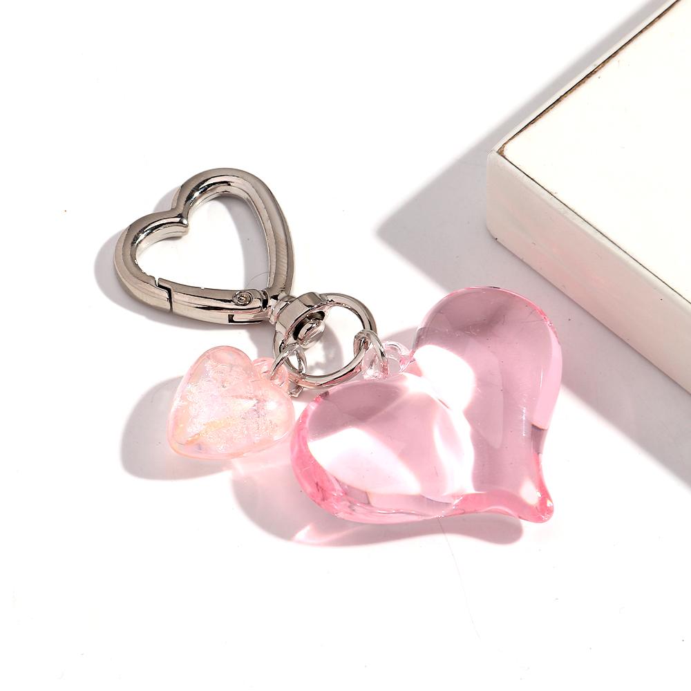 1pcs Sweet Heart Resin Keychain for Women Girl Clear Colorful Love Acrylic Keyring Phone Bag Charms Fashion Accessories Gifts