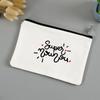 Teacher's Day Gift Thank You Mistress Print Makeup Pouch Zipper Lipstick Storage Women Canvas Cosmetic Bag Teacher Clutch Bag