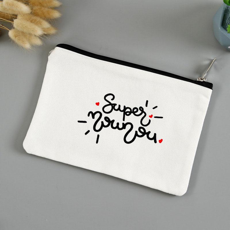 Teacher's Day Gift Thank You Mistress Print Makeup Pouch Zipper Lipstick Storage Women Canvas Cosmetic Bag Teacher Clutch Bag
