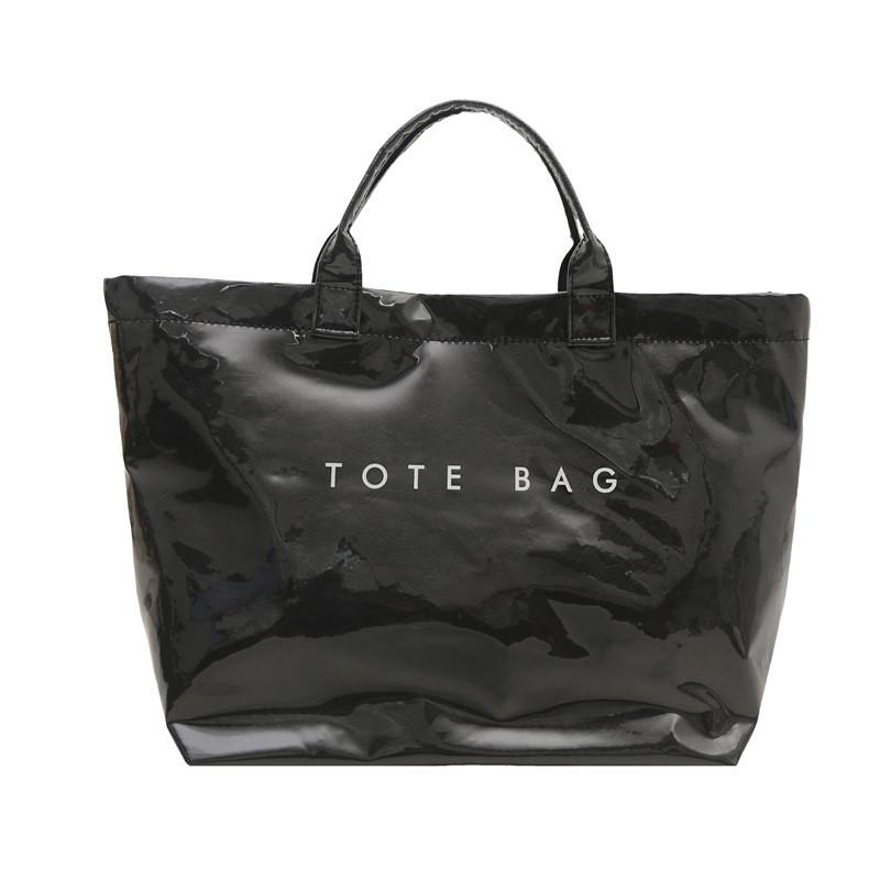 Letter Tote Bag Pvc Bag For Women Large Capacity Casual Daypack For School And Work