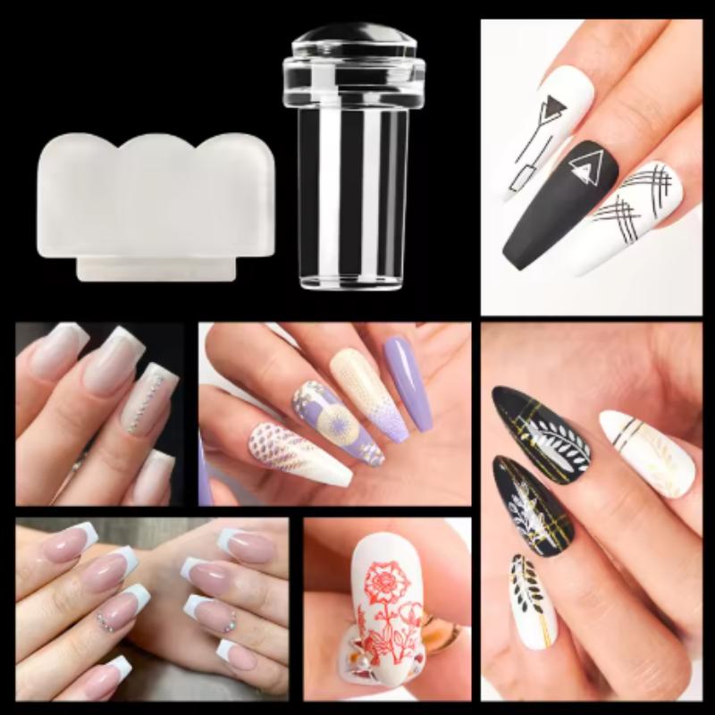 1/3/5pcs Nail Stamping Plates Pure Clear Jelly Nails Art Stamper Scraper Set Print Silicone Marshmallow Design Manicure Tool