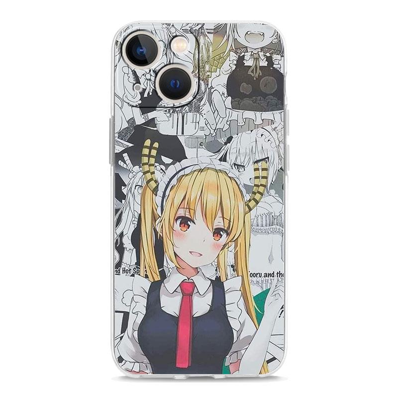 Dragon Maid Anime For iPhone 14 13 11 12 Pro Max X XR XS Phone Case For iPhone 14 7 8 Plus SE Clear Soft Silicone Cover Fundas