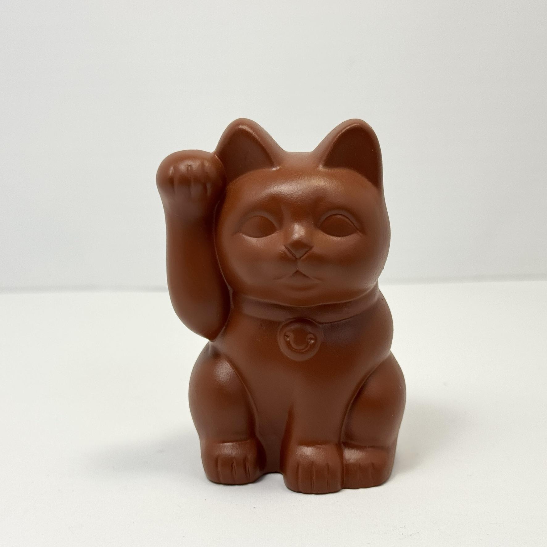 

Japan Portable Grip Maneki Neko Tokoname Ware Amulet Lucky Cat Brown Color S коричневий