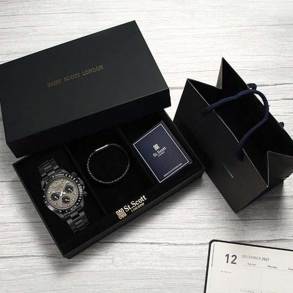 ST7507M-BGB Sapphire Glass 5 ATM Water Resistant Diamond Watch Men's Metal Watch Bracelet Gift