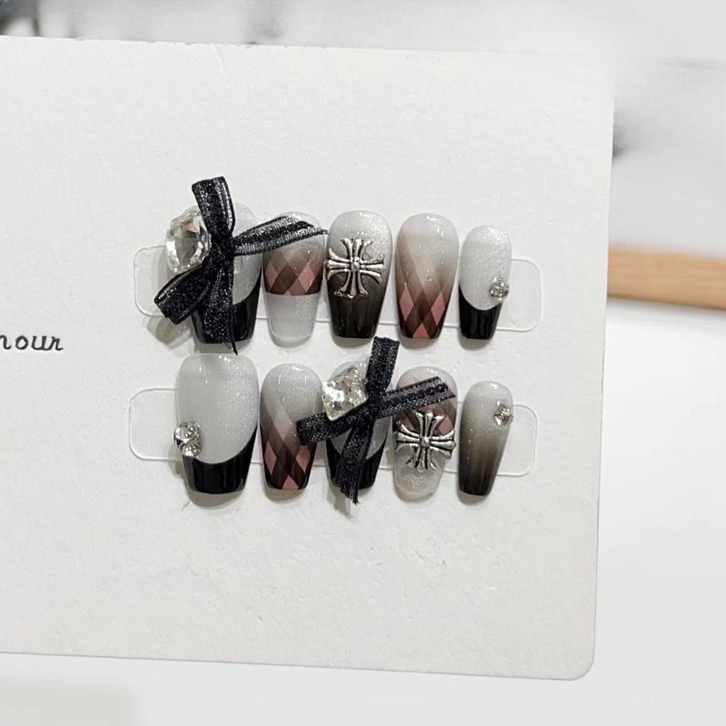 Wearing Nail Handmade Fake Nail Patches High-end Purple Lavender Gypsum Flower Nail Art Products Can Be Detached and Used