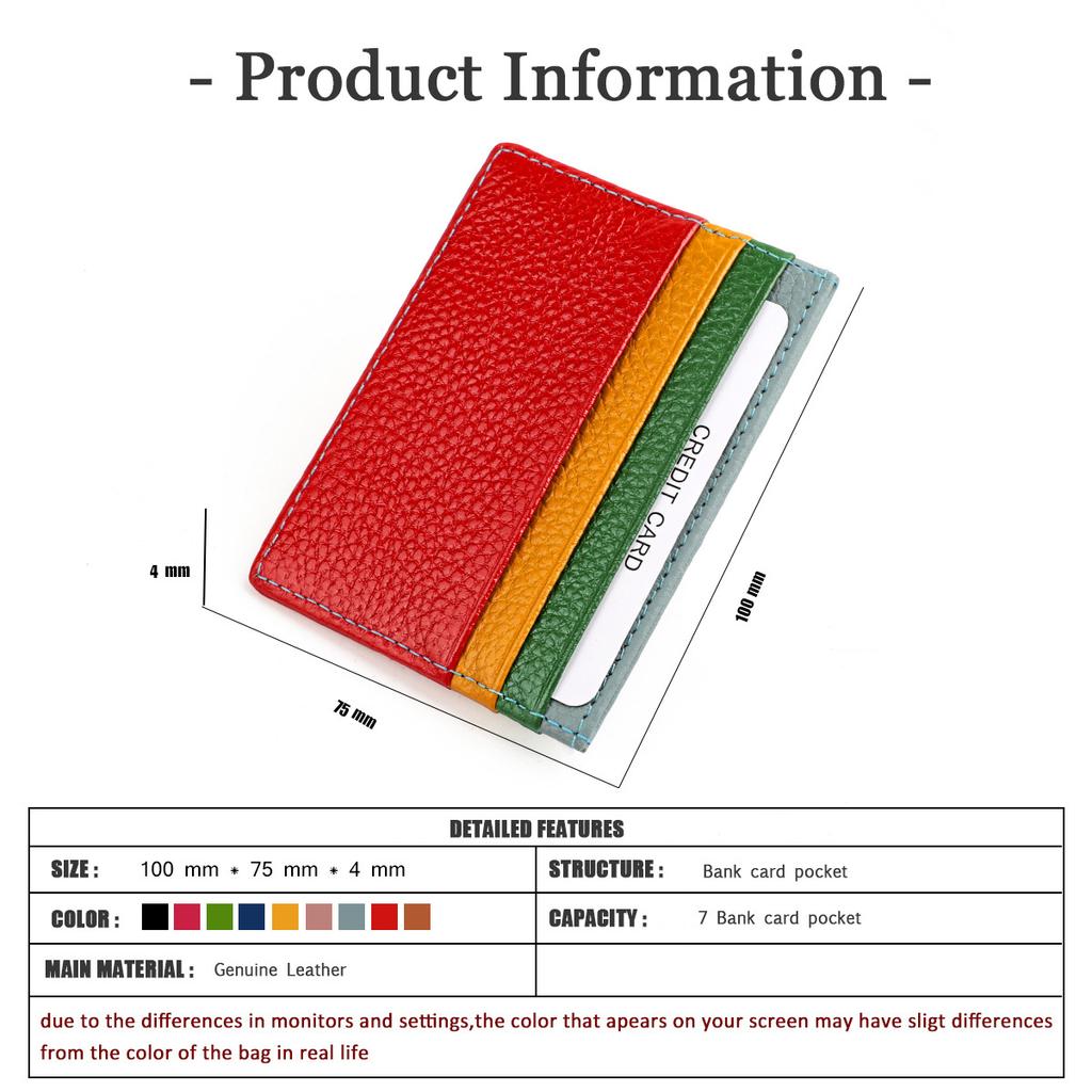 Ultra-thin Unisex Multicolor Card Header Cowhide Multi-Card Slot Mini Wallet-Dark Brown