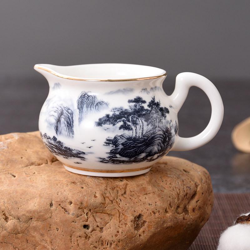 Blue & White Porcelain Tea Pitcher Gong Dao Bei 170ml for Kung Fu Tea Sets
