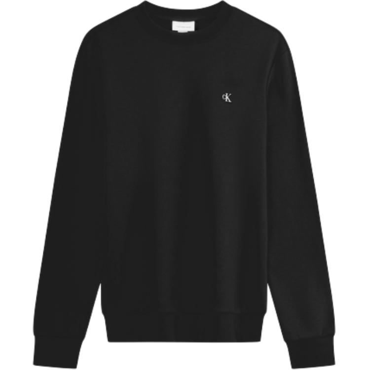 Calvin Klein Solid Color Embroidered Letter Casual Round Neck Long Sleeve Sweatshirt Men Tops Space-Black 40QM430-BAE