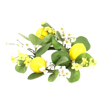 Candle Rings Decorative Wall Hanging Ornament with Lemon Pillars Candleholders Wreaths for Cabinet Farmhouse Halloween Christmas