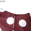 ZANZEA Women Casual Round Neck Polka Dot Print Loose Sleeveless Dress