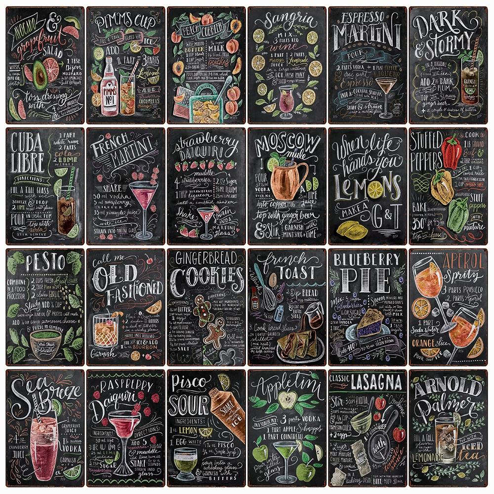 

Рисунок мелом коктейль Писко кислый персик сапожник металлический знак домашний декор бар настенная живопись 20*30 см размер LAT-07