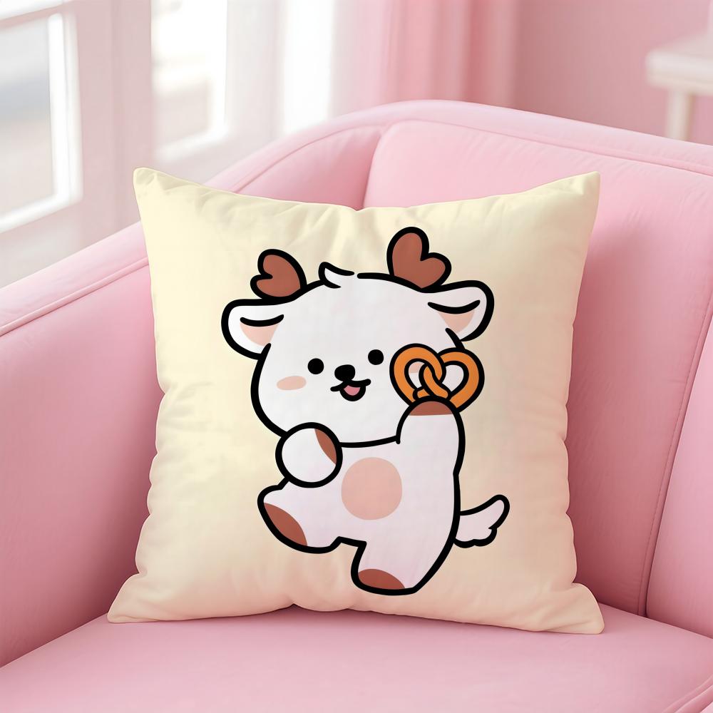 Bakery Animal Cartoon Collection Cushion Cover Linen Pillowcase Cover Soft Decor for Sofa Home Room