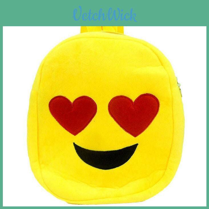 Adorable Cute Smile Emoji Face Backpack For Kids Crafted With Plush Material