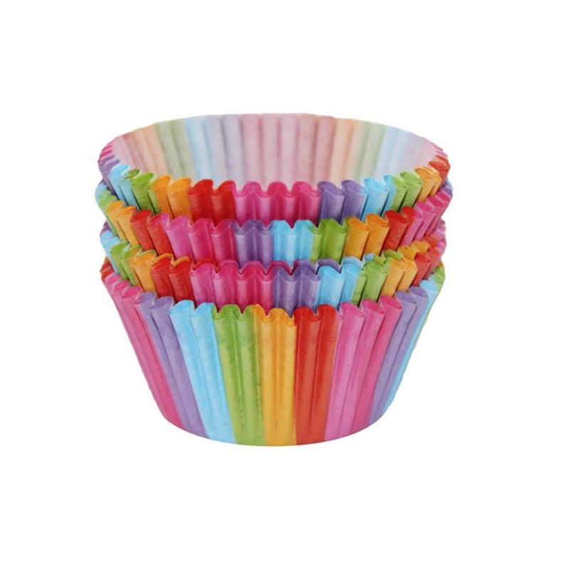 100Pcs Lovely Rainbow Cupcake Muffin Paper Case Party Baking Cake Cup Kitchen Tool Party Supplies