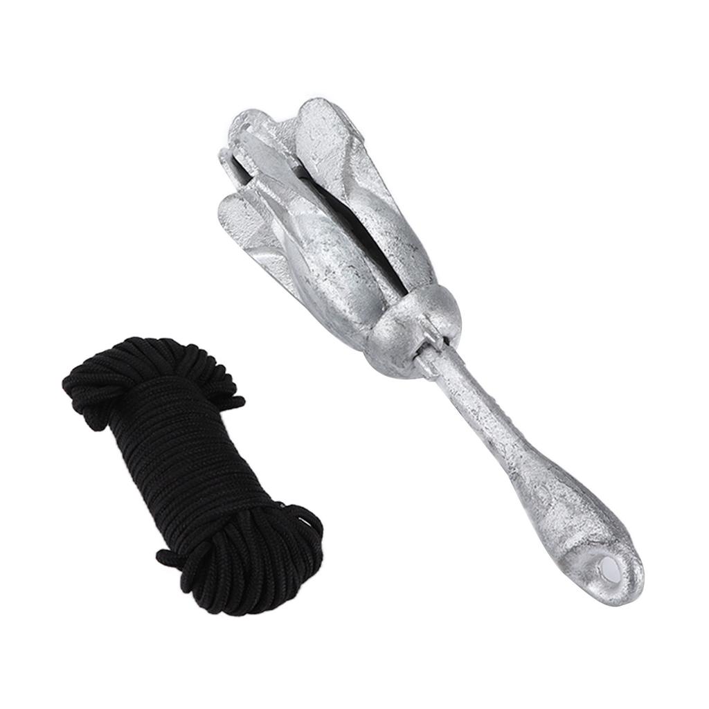 3.2kg Marine Anchor with 20m Rope Portable Folding Carbon Steel Galvanized for Boat Kayak