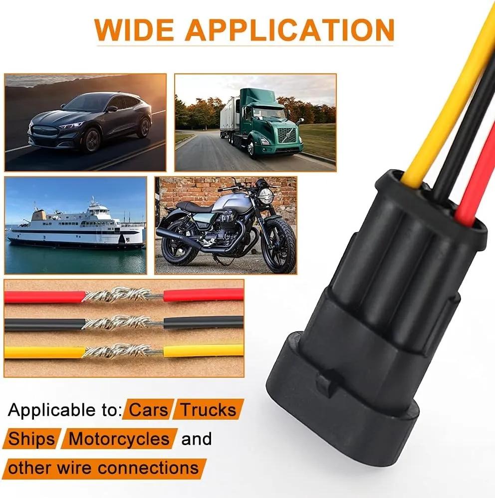 10pcs 5 Sets Waterproof Automotive Male Female Electrical Connectors Plug 2-Pin Way With Wire For Car Motorcycle Scooter Marine