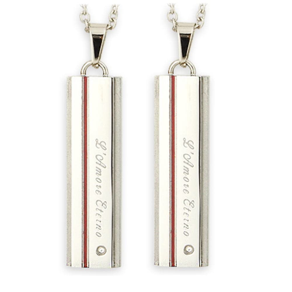 

Amore Pair Thread that connects two Stainless Steel White Zirconia Silver Anniversary Steel Width with Azuki 45cm 50cm [La Eterno] Necklace, people,