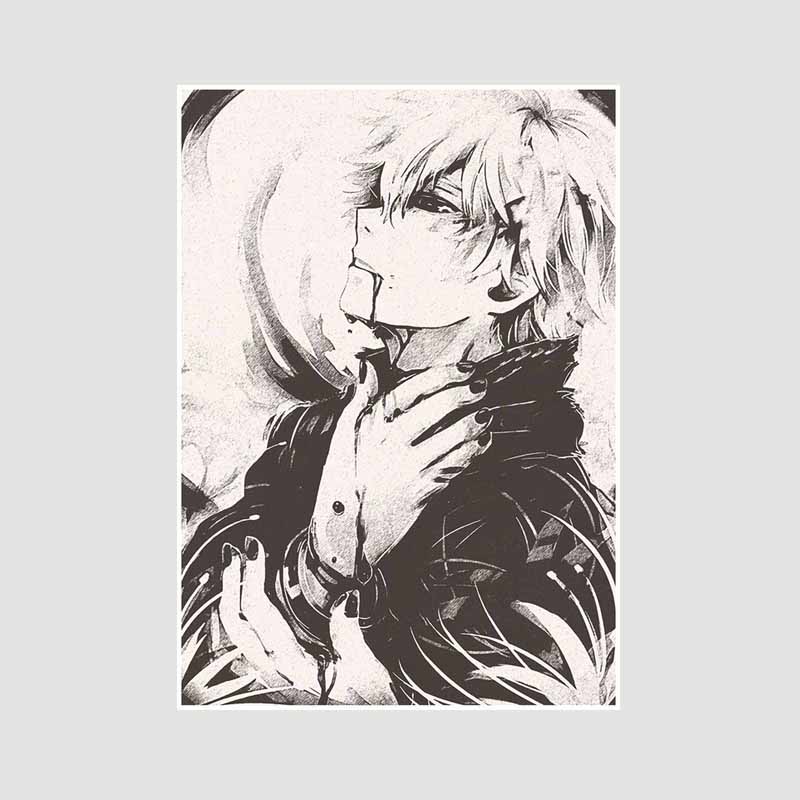 Bílý papír Plakáty a tisky Tokyo Ghoul Klasické japonské anime Nástěnné umění Malba Plakátová nástěnná malba Obrázek Manga Dárek pro fanoušky Pokojová dekorace Domácí dekorace
