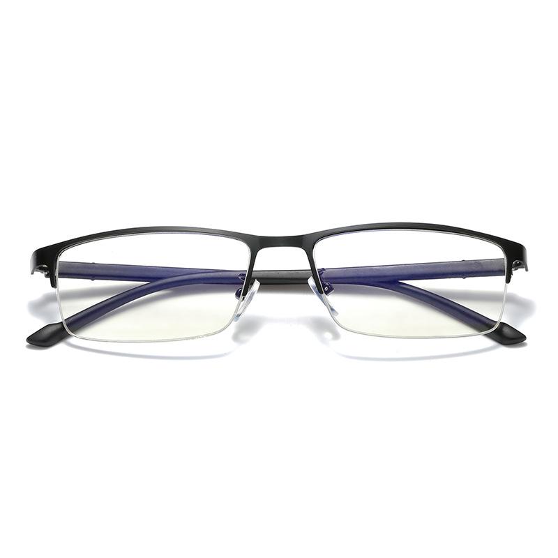 Men's Fashion Photochromic Half-Rim Metal Reading Glasses: Indoor/Outdoor Dual-Use with Anti-Blue Light Protection