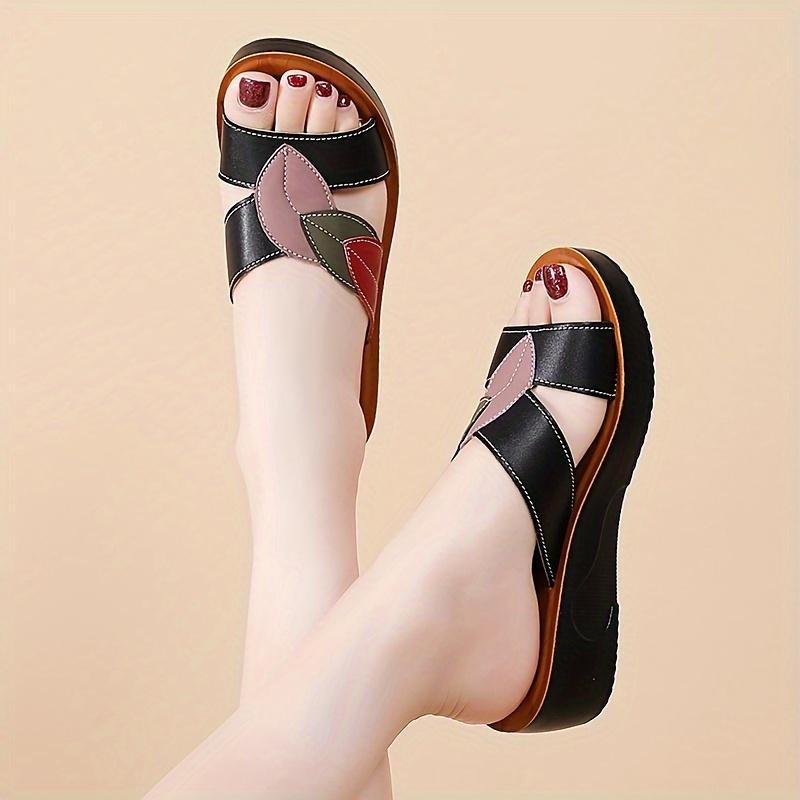 Fashion Ladies' Summer Slippers-casual Opening Design, Thick Bottom Anti-slip, Leather-like Fabric, Easy To Put on And Take Off