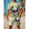 Herren Sommer Freizeit Sportbekleidungsset mit atmungsaktivem Rundhals-T-Shirt und Shorts mit Digitaldruck