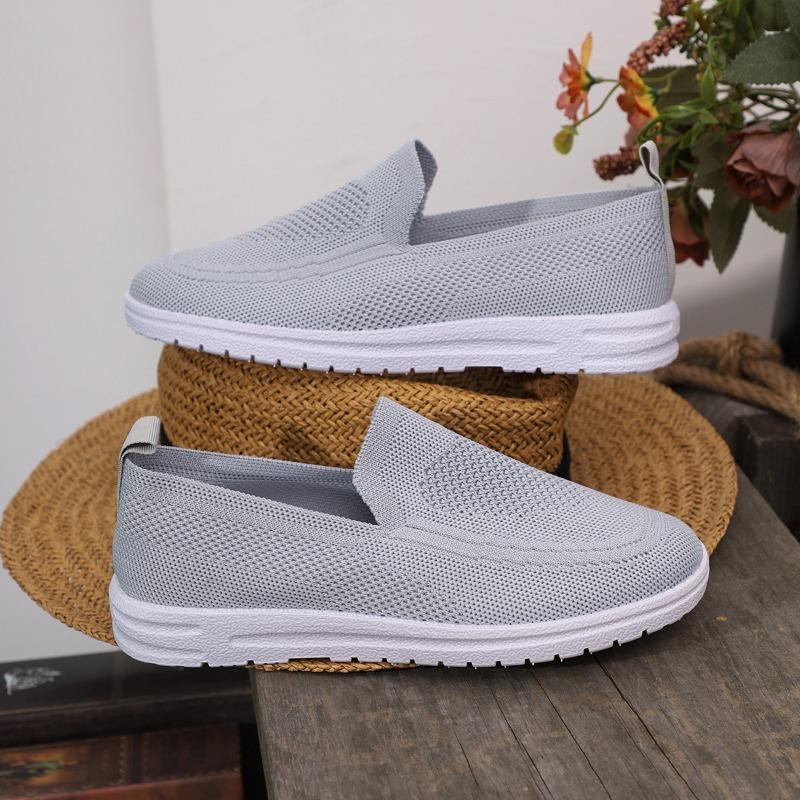 Foreign trade casual single shoes women's shoes autumn new fly-woven mesh round head one pedal large size flat bottom cross-border women