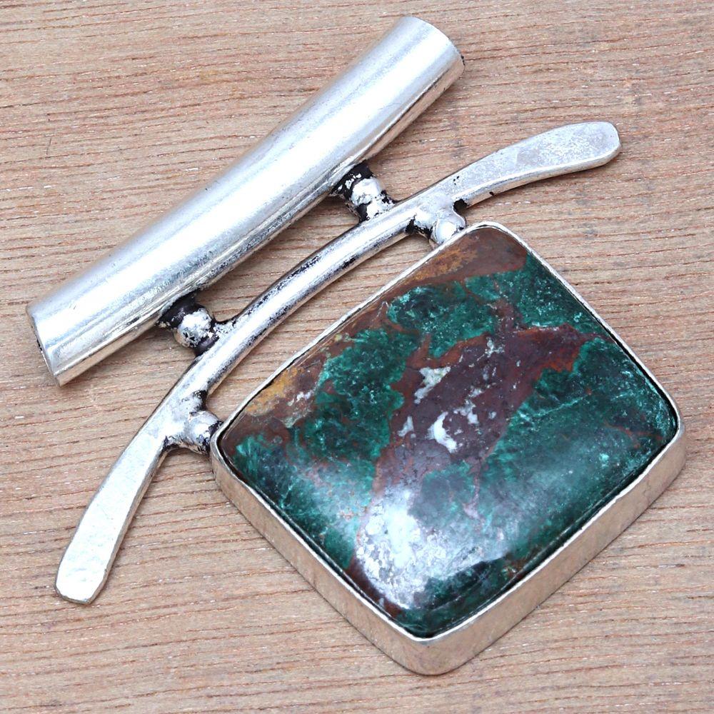 Necklace Chrysocolla Gemstone Handmade Antique Jewelry 1.5"