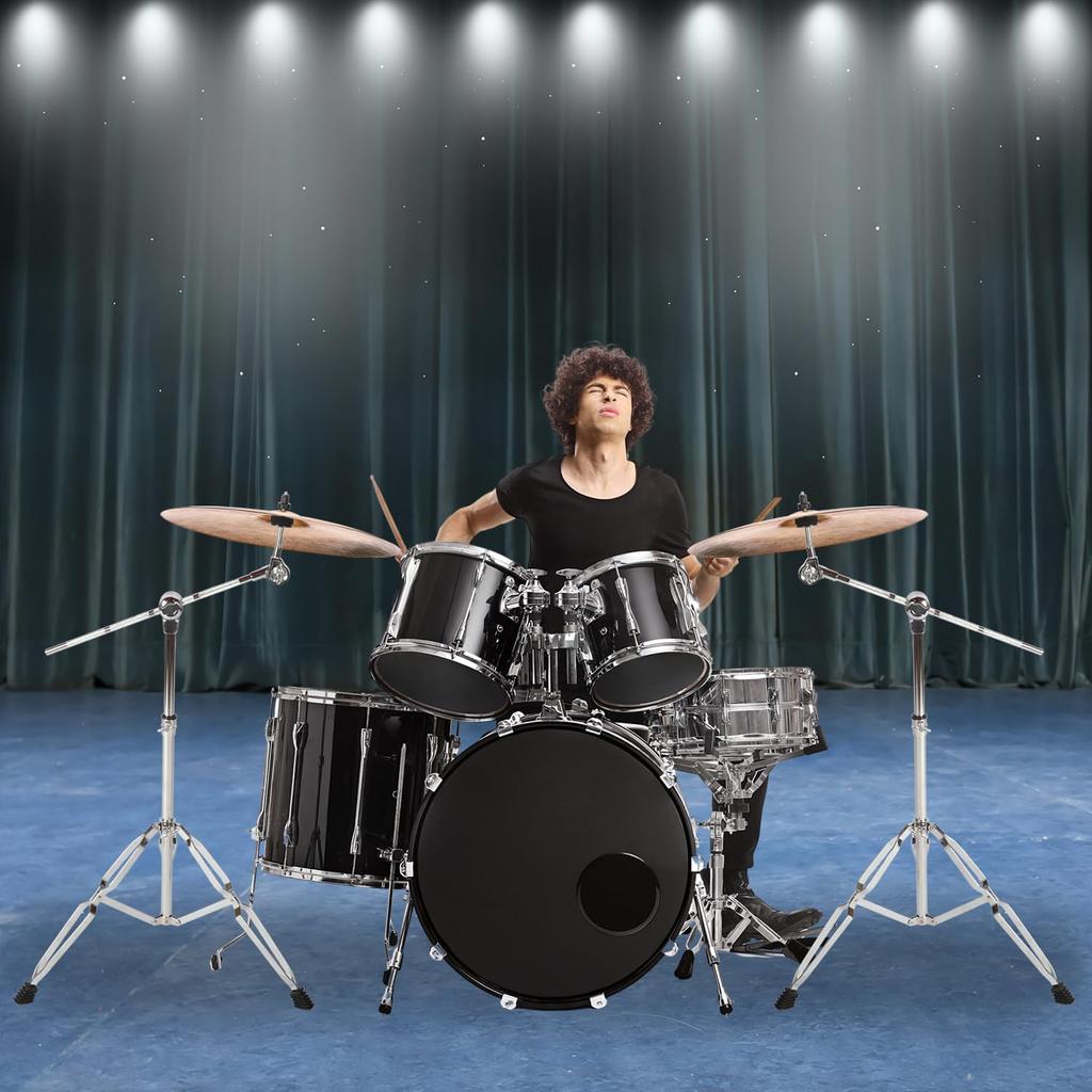 aleawol Cymbal Stand, Height Adjustable 70-120cm, High Boom and Straight Combo, Double Leg Boom, with Rubber Feet, Musical Instrument Accessory