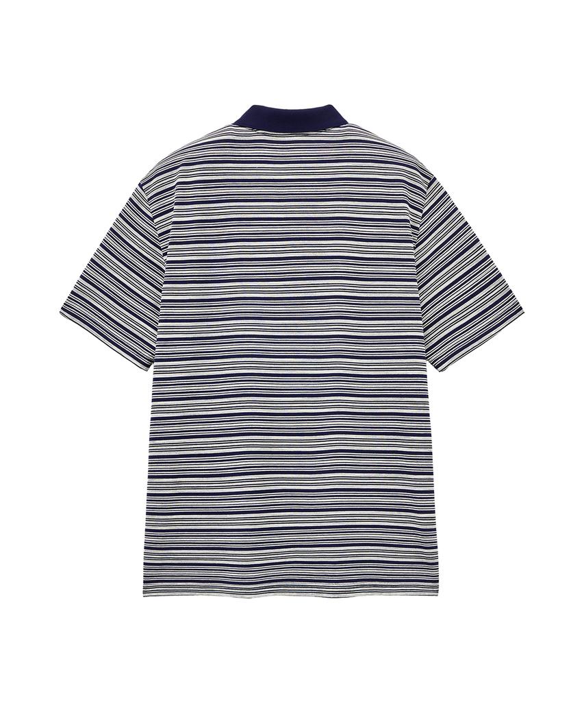 BIG UNION Striped Polo Shirt (Navy)