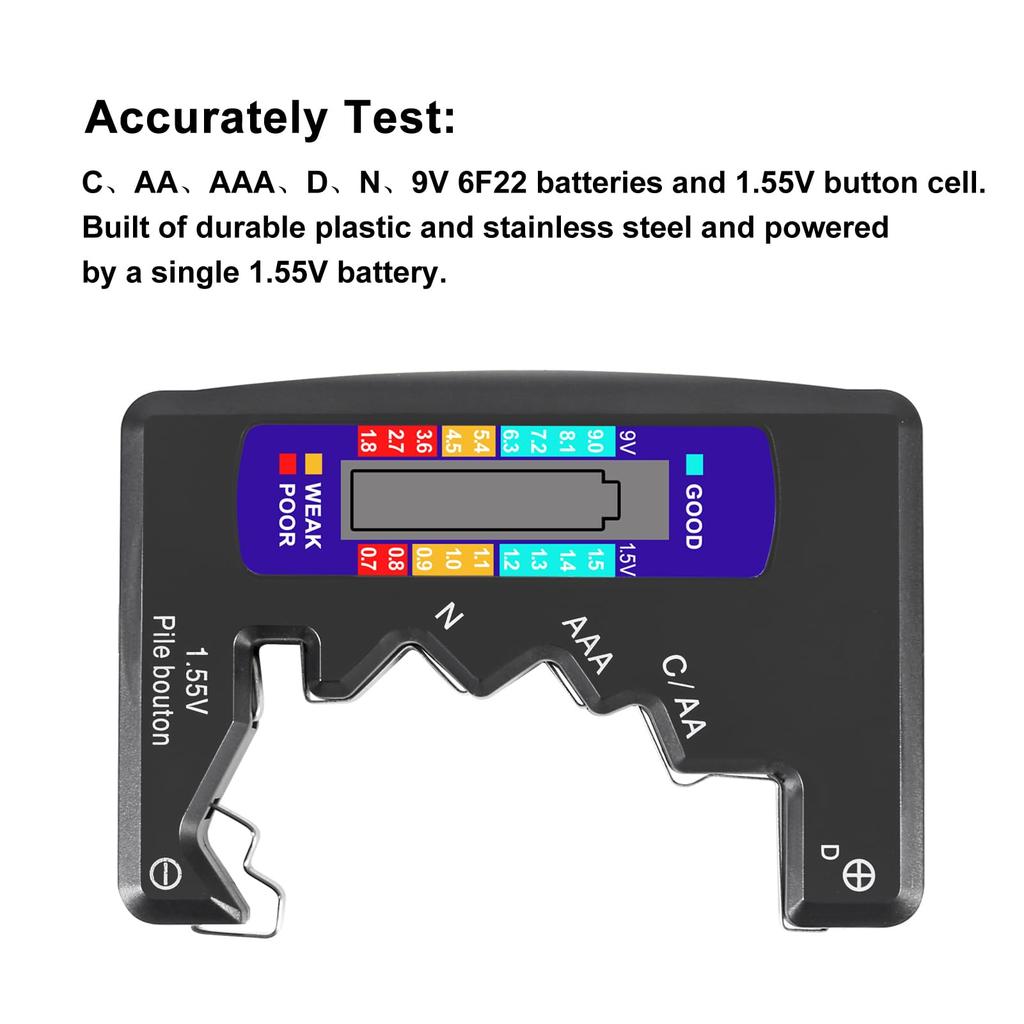 Digital Battery Tester LCD Display Digital Checker Universal Battery Tester Volt Tester for AA/AAA 1.5V Button Cell Battery