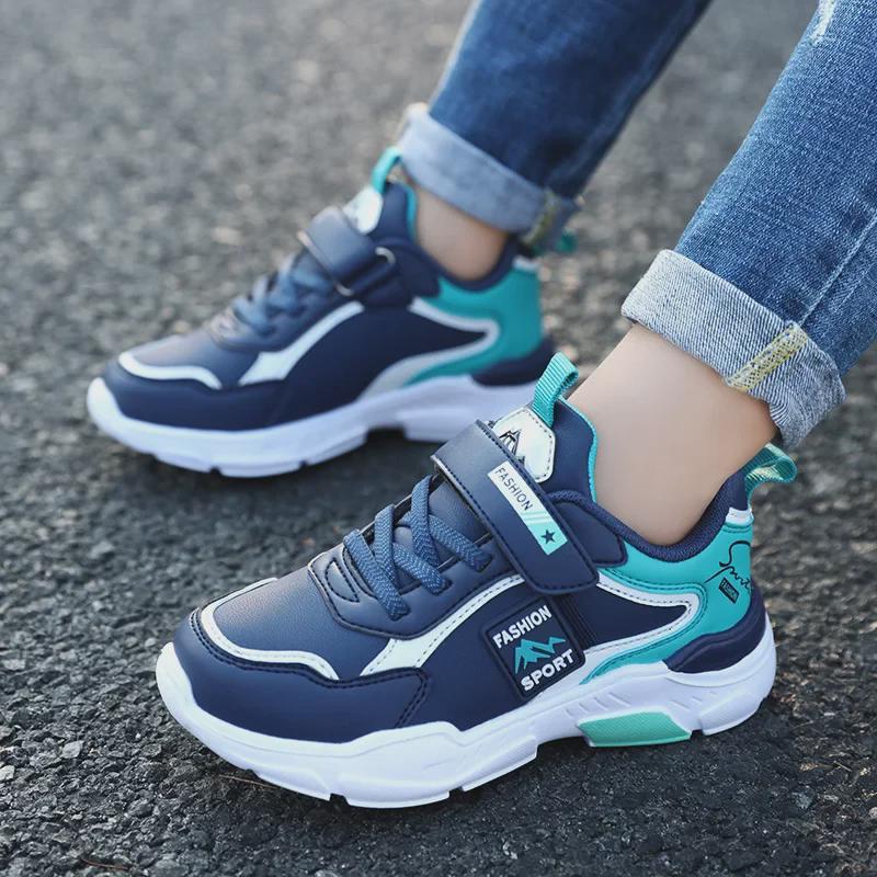 Pantofi sport LED pentru băieți - Adidași de alergare din piele cu plasă pentru copii, Primăvară/Toamnă 2024