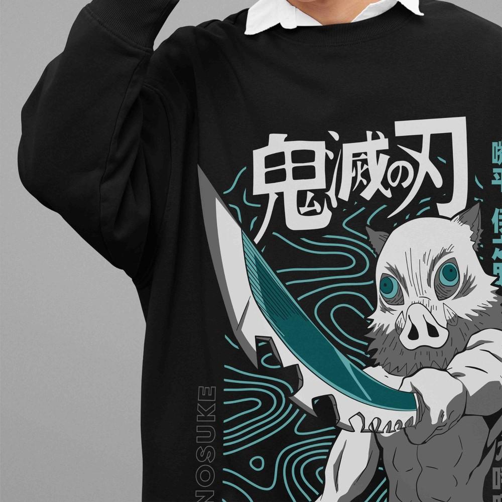 

Demon Slayer Sweatshirt Inosuke Sweater Kimetsu No Yaiba Doma Muzan Unisex Pull XL