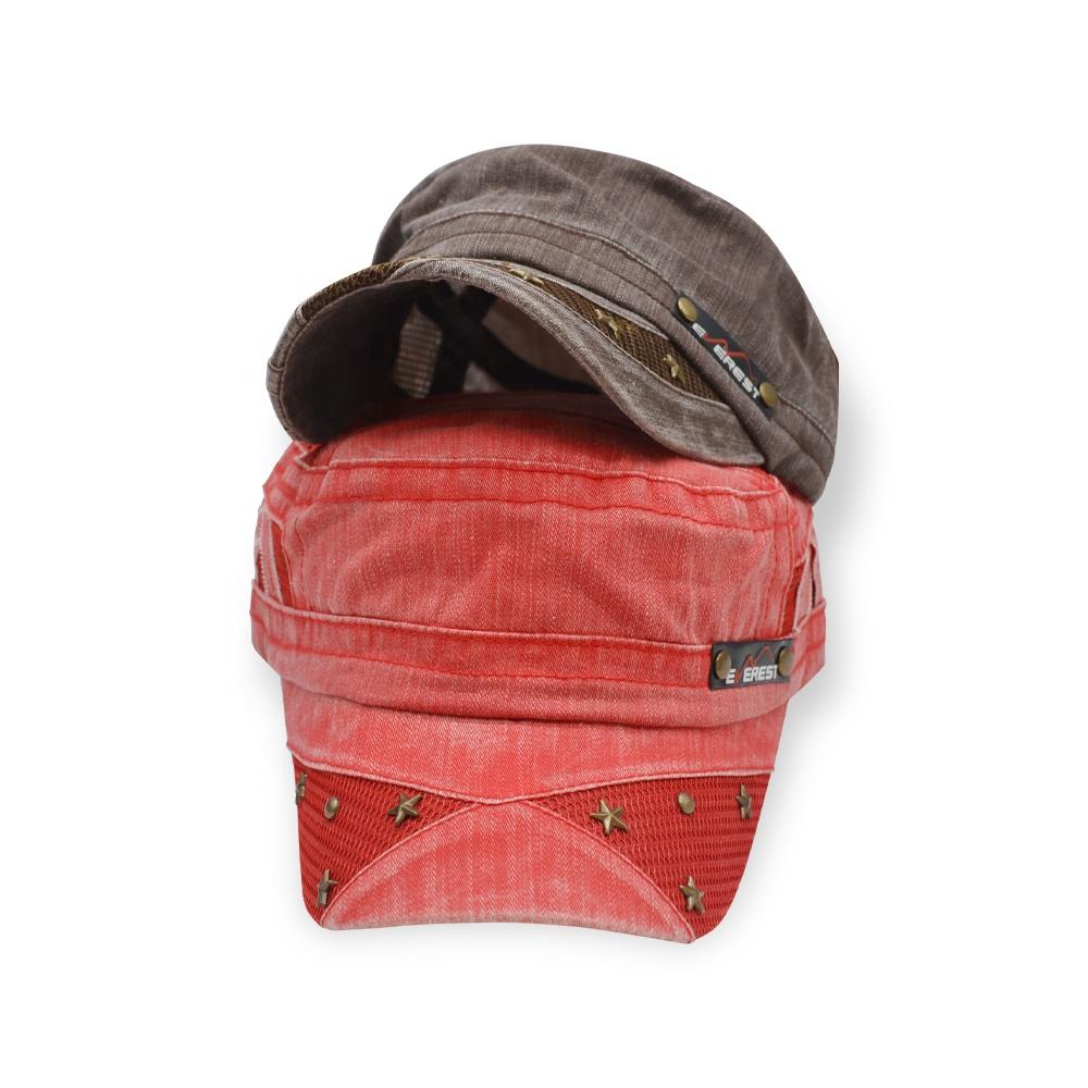 High Quality Outdoor Waterproof Flat-top Cap Anti-UV Pure Color Flat Top Worn-out Hat