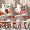 Red Socks Merry Chrismas Cushion Cover Pillowcase Short Plush Invisible Zipper Room Sofa Cushion Cover